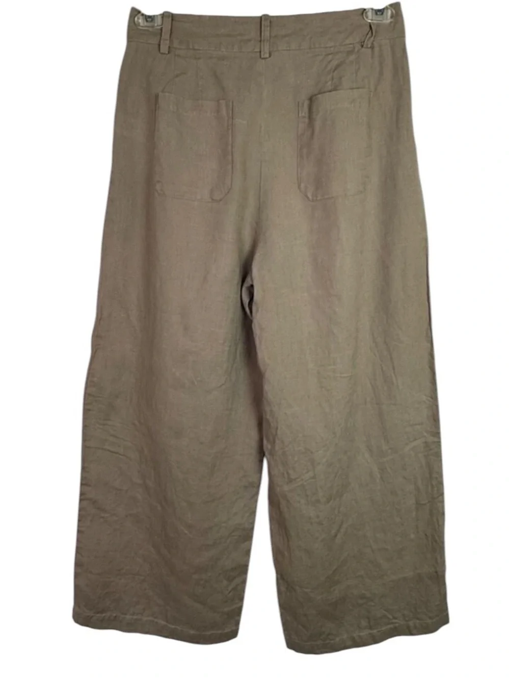 Zara 100% Linen Neutral Tan High Waist Wide Leg Pants M